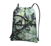asbwuo vine curl Printed drawstring sports backpack zippered drawstring backpack suitable for hiking and fitness