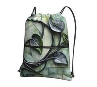 asbwuo vine curl Printed floral pocket gym bag zippered drawstring backpack suitable for travel