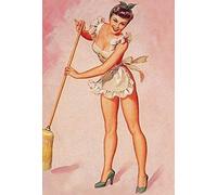 asbwuo Vintage Style Broom Pin Up Girl Wall Decor Metal Tin Sign 6X8 inch for Home Bar Club Pub Restaurant