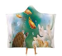 asbwuo Warm Blanket, Turtle Women Men Hooded Blanket, Artistic Ocean Life Aquarium Tropical Animals, Soft Warm Cozy, 60 x 80inches, for Kids Adults Travel Throw Blankets, Multicolor