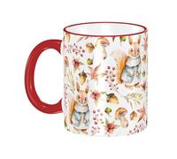 asbwuo Watercolor Berries Cute Squirrel Coffee Mug with Handle Tea Cup Mug Drinking Cups Ceramic Reusable Funny Novelty Coffee Mugs Travel Cup Drinkware Accessories for Home Office Cups Gifts 11oz