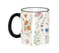 asbwuo Watercolor Floral Flowers Coffee Mug with Handle Tea Cup Mug Drinking Cups Ceramic Reusable Funny Novelty Coffee Mugs Travel Cup Drinkware Accessories for Home Office Cups Gifts 11oz
