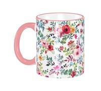 asbwuo Watercolor Floral Flowers Coffee Mug with Handle Tea Cup Mug Drinking Cups Ceramic Reusable Funny Novelty Coffee Mugs Travel Cup Drinkware Accessories for Home Office Cups Gifts 11oz