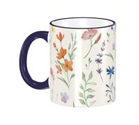 asbwuo Watercolor Floral Flowers Coffee Mug with Handle Tea Cup Mug Drinking Cups Ceramic Reusable Funny Novelty Coffee Mugs Travel Cup Drinkware Accessories for Home Office Cups Gifts 11oz