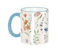 asbwuo Watercolor Floral Flowers Coffee Mug with Handle Tea Cup Mug Drinking Cups Ceramic Reusable Funny Novelty Coffee Mugs Travel Cup Drinkware Accessories for Home Office Cups Gifts 11oz