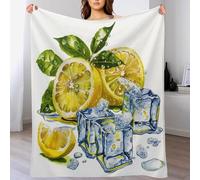 asbwuo Watercolor Foliage Throw Blanket, Soft Lightweight Cozy Warm Fruit Lemon Yellow Flannel Blankets for Couch Bed Travel, 40"x50"