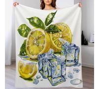asbwuo Watercolor Foliage Throw Blanket, Soft Lightweight Cozy Warm Fruit Lemon Yellow Flannel Blankets for Couch Bed Travel, 30"x40"