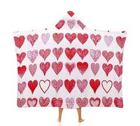 asbwuo Wearable Blanket, Valentines Day Wearable Blanket with, Hearts Collection Symbols of Love Hand Drawn, Soft Warm Cozy, 40 x 50inches, Fit for Kids,Teens,Women,Men, VermiPink White