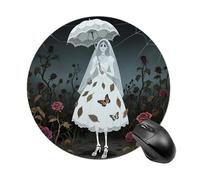 asbwuo Wedding Ghost Bride Round Mouse Pad, Cute Non-Slip Rubber Base Desk Mat, Funny Small Mousepad for Office & Gaming, Decorative Computer Accessories for Home Office Desk 7.8 Inch