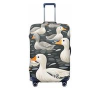 asbwuo White Ducks On The Lake Suitcase Cover, Protector for Travel Double-Sided Graphic Print Elastic Luggage Cover (for 29-32 Inch Luggage)