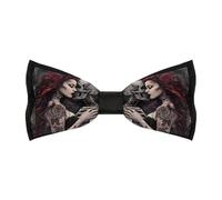 asbwuo Woman Kissing Skull Dark Bow Tie for Men Printed Pre-Tied Adjustable Bowties for Party Wedding
