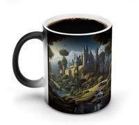asbwuo Woods and Castle Mug Heat Sensitive Color Changing Cup Large Ceramic Coffee Mug Personalized Mugs Funny Tea Cup Novelty Magic Mugs Luxurious Cups Cute for Gift 12OZ