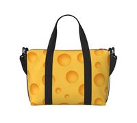asbwuo Yellow Cheese Pattern Foldable Travel Tote Bag For Women With Adjustable Strap Large Capacity Lightweight Waterproof Tote For Outdoor Sports