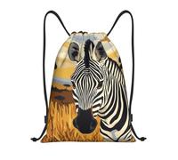 asbwuo Zebra Safari Sunset Drawstring Backpack Lightweight Sports Gym Bag With Adjustable Shoulder Straps For Fitness Yoga Travel Soccer Volleyball Medium