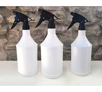 ASC - 3pcs 1L Spray Bottles - With Adjustable Nozzle, Frost Resistant Material & Measurement Marking - Perfect for Cleaning, Gardening, Water & Liquids - 1000ml / 1 Litre - Translucent Bottle, White
