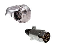 ASC 7 pin SOCKET & 7 pin PLUG Trailer Wiring Lights 12v volt aluminium METAL 12N