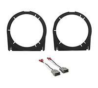 ASC Audio 6+-Inch 6" 6.5" 5" 5.25" Car Stereo Front Door Speaker Install Spacer Mount Plate Bracket Adapters and Speaker Wire Harness Connectors Combo for 2002-2006 Acura RSX, 2003-2007 Honda Accord