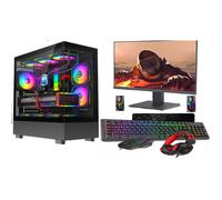ASC Full Set Up Gaming PC Bundle: Intel Core i5-4th Gen 16GB RAM 1TB+128GB SSD GT730 4GB Windows 11 - PC Bundle & Speakers Black 9 Fan Glass RGB Case