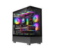 ASC Gaming PC Tower: AMD Ryzen 5 5500, 16GB RAM, 1TB+256GB SSD, GT1030 2GB Graphics, Windows 11, Black RGB 9 Fan Glass Gaming Case