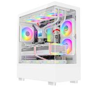 ASC Gaming PC Tower, AMD Ryzen 5 5500, 16GB RAM, 1TB+256GB SSD, GT1030 2GB Graphics, Windows 11, White RGB 9 Fan Glass Gaming Case..