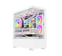 ASC Gaming PC Tower: AMD Ryzen 5 5500, 16GB RAM, 1TB+256GB SSD, GT1030 2GB Graphics, Windows 11, White RGB 9 Fan Glass Gaming Case.