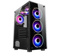 ASC Gaming PC Tower, AMD Ryzen 5 5500, 16GB RAM, 1TB+256GB SSD, RTX4060 8GB Graphics, Windows 11, Black RGB 6 Fan Glass Gaming Case.