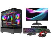 ASC Intel Core i7 Gaming Bundle • GT730 2GB Graphics Card • 8GB RAM • 128GB SSD+500GB HDD • 500W 80+ PSU • Black 9 Fan Glass RGB Gaming Case • WIFI • Windows 11 • 22" Monitor