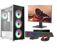 ASC Intel Core i7 Gaming PC Bundle, GTX 750 4GB Graphics, 8GB RAM, 128GB SSD + 500GB HDD, 500W 80+ PSU, White 6 Fan RGB Case, WiFi, Windows 11, 22" Monitor Bundle