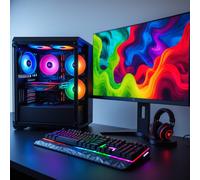 ASC Intel i7 Gaming Tower GT730 2GB Graphics Card 8GB RAM 128GB SSD+500GB HDD 500W 80+ PSU Black 9 Fan RGB Case WIFI Win 11 22" Monitor Bundle