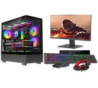 ASC Ryzen Gaming PC Bundle, AMD Ryzen 5 4500, GTX 3050 6GB Graphics, 16GB RAM, 256GB SSD + 1TB HDD, 500W 80+ PSU, WiFi, Windows 11, Black 9 Fan Glass RGB Case, 22" Monitor