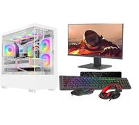 ASC Ryzen Gaming PC Bundle, AMD Ryzen 5 5500, B550 Chipset, RTX3050 8GB Graphics, 16GB Ram, 256GB NVME SSD + 1TB HDD, 550W 80+ PSU, WiFi, Windows 11 Pro, Asc Black 9 Fan RGB Case, 22" Monitor (White)