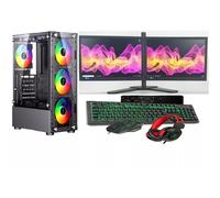 ASC Ryzen Gaming PC Dual Bundle, AMD Ryzen 5 4500, GTX 3050 6GB Graphics, 16GB RAM, 1TB SSD, Windows 11, Black 6 Fan Case, 2x22" Monitor Dual