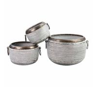 Ascalon Design Ltd Round Planter - Set of 3 - L36 x W30 x H22 cm - Antique Galvanized in Grey Ascalon Design Ltd Grey
