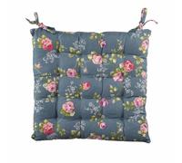 Ascalon Design Ltd Square Seat Pad - Rosebud Print - L40 x W40 x H5 cm - Navy in Blue Ascalon Design Ltd Blue
