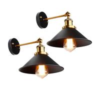 ASCELINA Industrial Wall Light, Vintage Black Wall Sconce Adjustable Antique Wall Lighting E27 for Restaurants Galleries Aisle Kitchen Bedroom (Black,2 Pack)