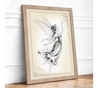 Ascending Angel Minimalist Framed Wall Art Print A1 (84.1×59.4cm) Oak, Wall Decor for Living Room, Bedroom, Office & Home, Ready to Hang, Art Gift