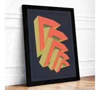 Ascending Arrows Geometric Framed Wall Art Print A2 (59.4×42cm) Black, Wall Decor for Living Room, Bedroom, Office & Home, Ready to Hang, Art Gift