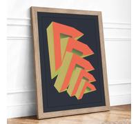 Ascending Arrows Geometric Framed Wall Art Print A4 (29.7×21cm) Oak, Wall Decor for Living Room, Bedroom, Office & Home, Ready to Hang, Art Gift