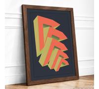 Ascending Arrows Geometric Framed Wall Art Print A4 (29.7×21cm) Walnut, Wall Decor for Living Room, Bedroom, Office & Home, Ready to Hang, Art Gift