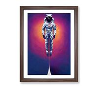 Ascending Astronaut Framed Print | A3 Walnut Framed Wall Art | Ready to Hang | Modern Space Picture | Living Room Bedroom Lounge Office