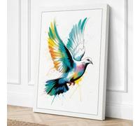 Ascending Dove Modern Canvas Wall Art Print 18x12 Inch (46 x 30 cm)