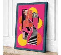 Ascending Progress Geometric Canvas Wall Art Print 24x16 Inch