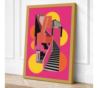 Ascending Progress Geometric Canvas Wall Art Print 36x24 Inch
