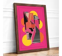 Ascending Progress Geometric Framed Wall Art Print A2 Walnut