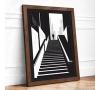 Ascending the City Industrial Framed Wall Art Print A2 (59.4×42cm) Walnut, Wall Decor for Living Room, Bedroom, Office & Home, Ready to Hang, Art Gift