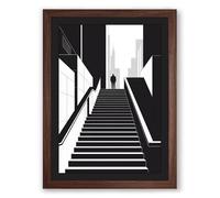 Ascending the City Industrial Framed Wall Art Print A4 (29.7×21cm) Walnut, Wall Decor for Living Room, Bedroom, Office & Home, Ready to Hang, Art Gift