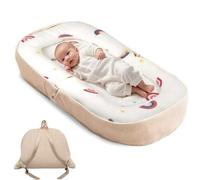 ASCENREST Baby Lounger, Foldable Infant Nest Pillow with Memory Foam Mat, Patterned Cover, Converts to Backpack, 0-12 Months