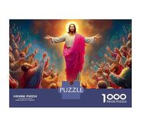 Ascension Scene 1000pc Jesus Crowd Thick Cardboard Puzzle for Stress Relief Seekers Christmas Gathering Home Decor Collectible Item Value for Money 38x26cm/1000pcs
