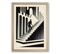 Ascent Through Architecture Geometric Framed Wall Art Print A3 (42×29.7cm) Oak, Wall Decor for Living Room, Bedroom, Office & Home, Ready to Hang, Art Gift