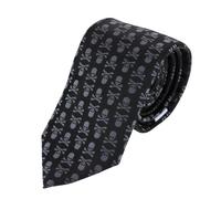 Ascentix Pirate Skull and Crossbones Necktie, Grey on Black
